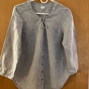 Poetry Gray Linen Blouse Size 8